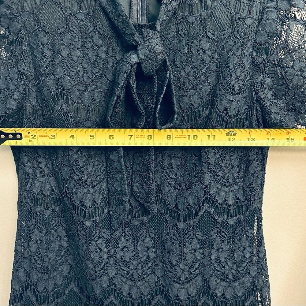 Betsey Johnson Navy Blue Lace Dress Tie Neck Size 0 - Picture 12 of 15